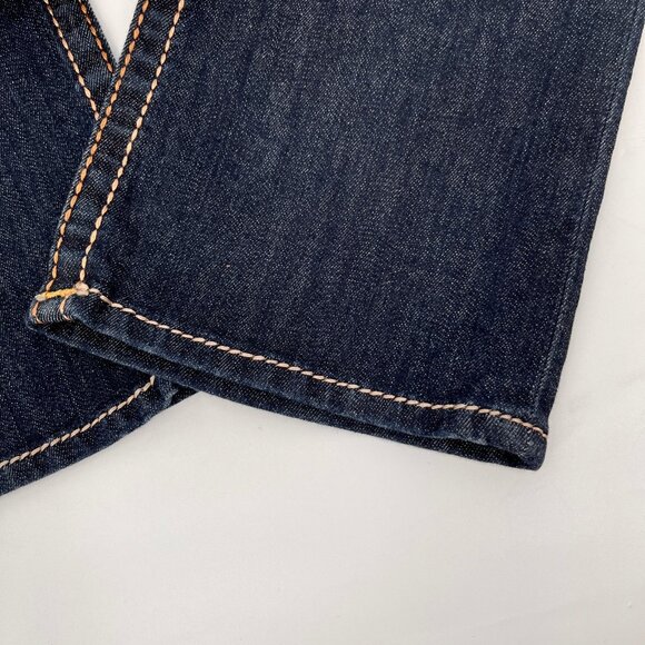 True Religion Straight Satin Big T Jeans Size 28 Dark Wash USA Made Low Rise - Picture 13 of 16